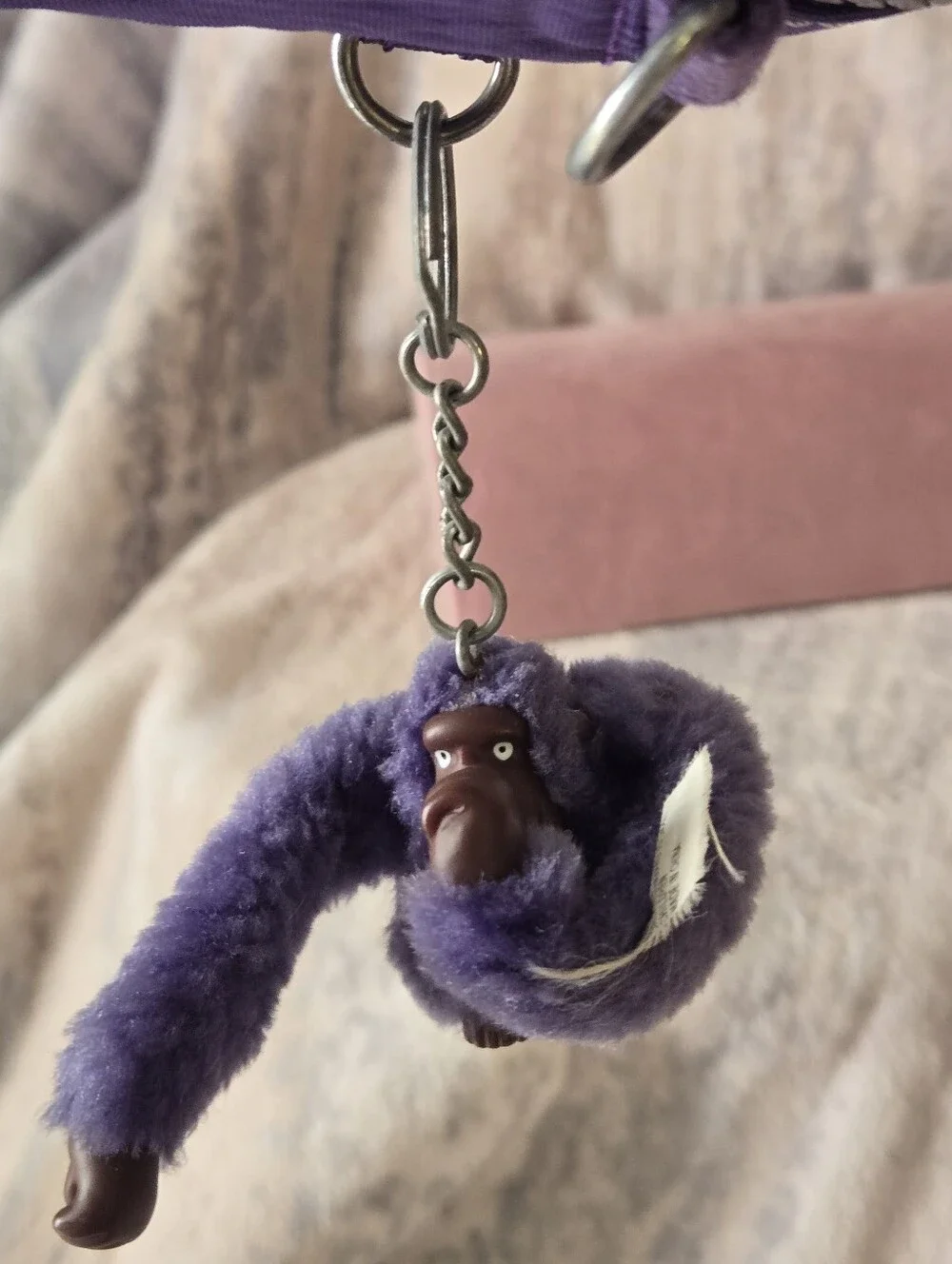 Kipling Purple Convertible Crossbody Waist Pack Belt Bag Monkey Charm